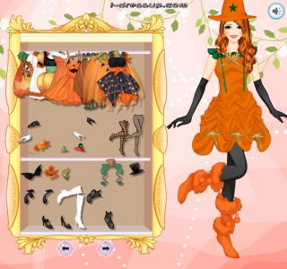 Игра Одевалка : костюм тыквы на Хеллоуин