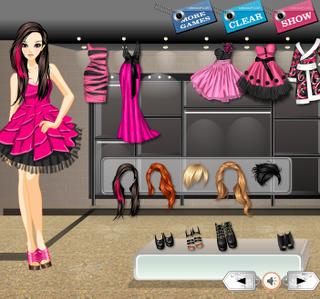Игра Одевалка черно-розовые платья