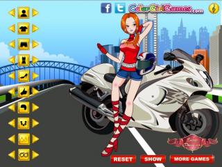 Игра Одевалка : Крутая девчонка на мотоцикле